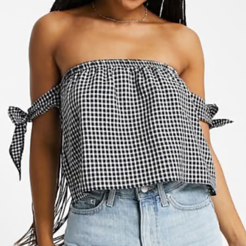 ASOS Black and White Gingham Swim Coverup Set